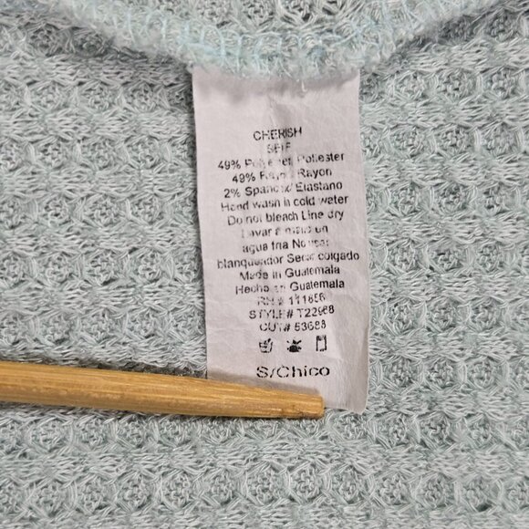 Cherish Waffle Knit Boxy Top Sage‎ Green Oversized Casual Boho Small - Picture 7 of 7